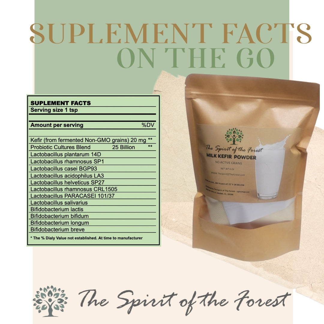 Milk Kefir Powder Freeze-Dried - Pure, Dehydrated, No Additives, Ready to Use, Easy Shelf Storage from The Spirit Of The Forest, No Maintenance - Non GMO Gluten Free - Leche de Bulgaros en Polvo