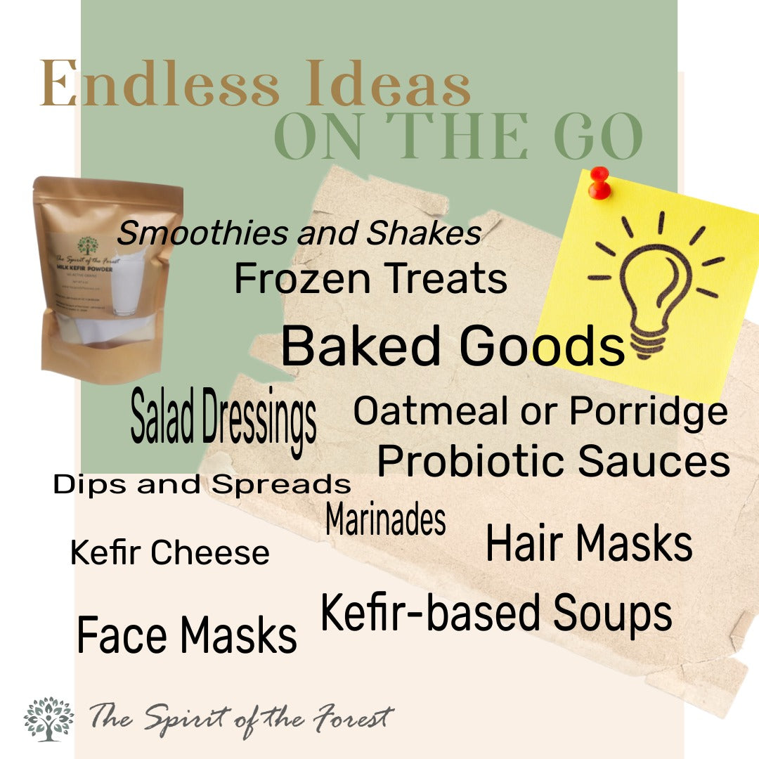 Milk Kefir Powder Freeze-Dried - Pure, Dehydrated, No Additives, Ready to Use, Easy Shelf Storage from The Spirit Of The Forest, No Maintenance - Non GMO Gluten Free - Leche de Bulgaros en Polvo