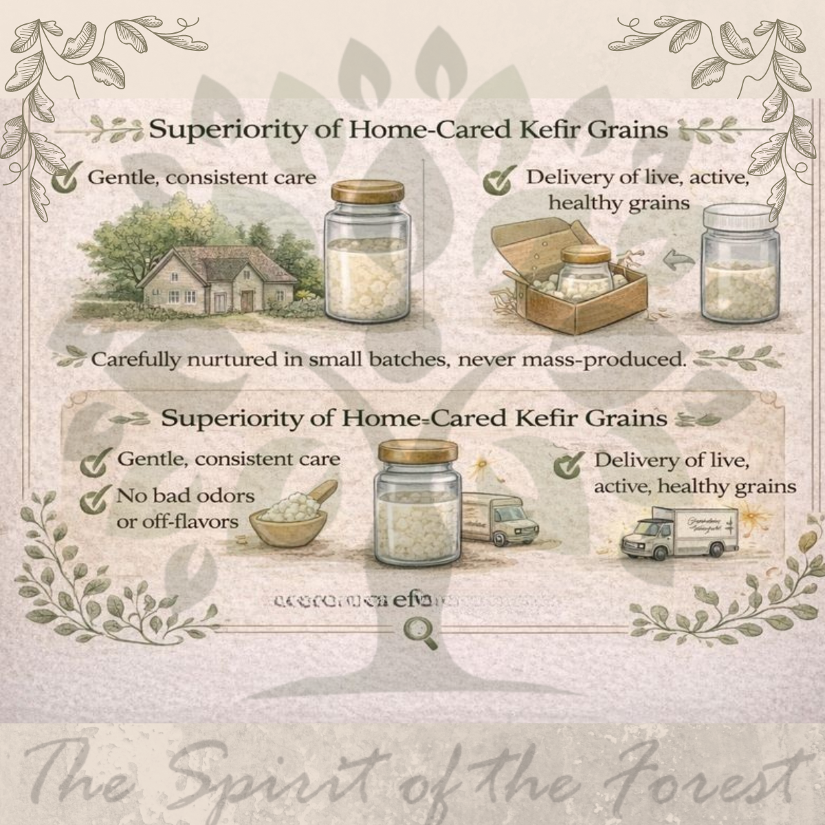 Live Milk Kefir Grains – Home-Cared, Non-Industrial Culture, Fresh & Active, Shipped Directly in Glass Jar + Complete Digital Recipe Book by Laila | The Spirit Of The Forest