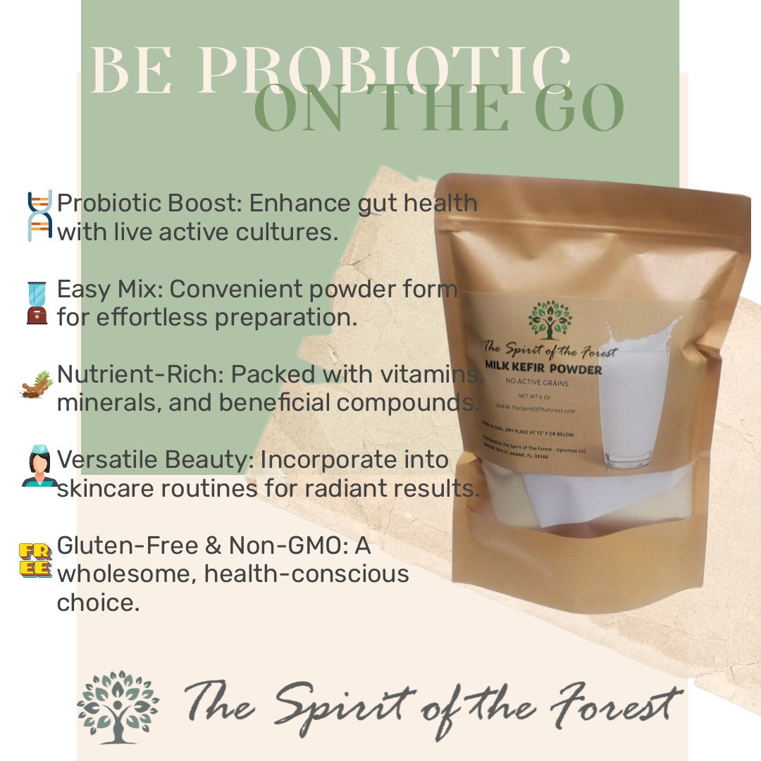 Milk Kefir Powder Freeze-Dried - Pure, Dehydrated, No Additives, Ready to Use, Easy Shelf Storage from The Spirit Of The Forest, No Maintenance - Non GMO Gluten Free - Leche de Bulgaros en Polvo