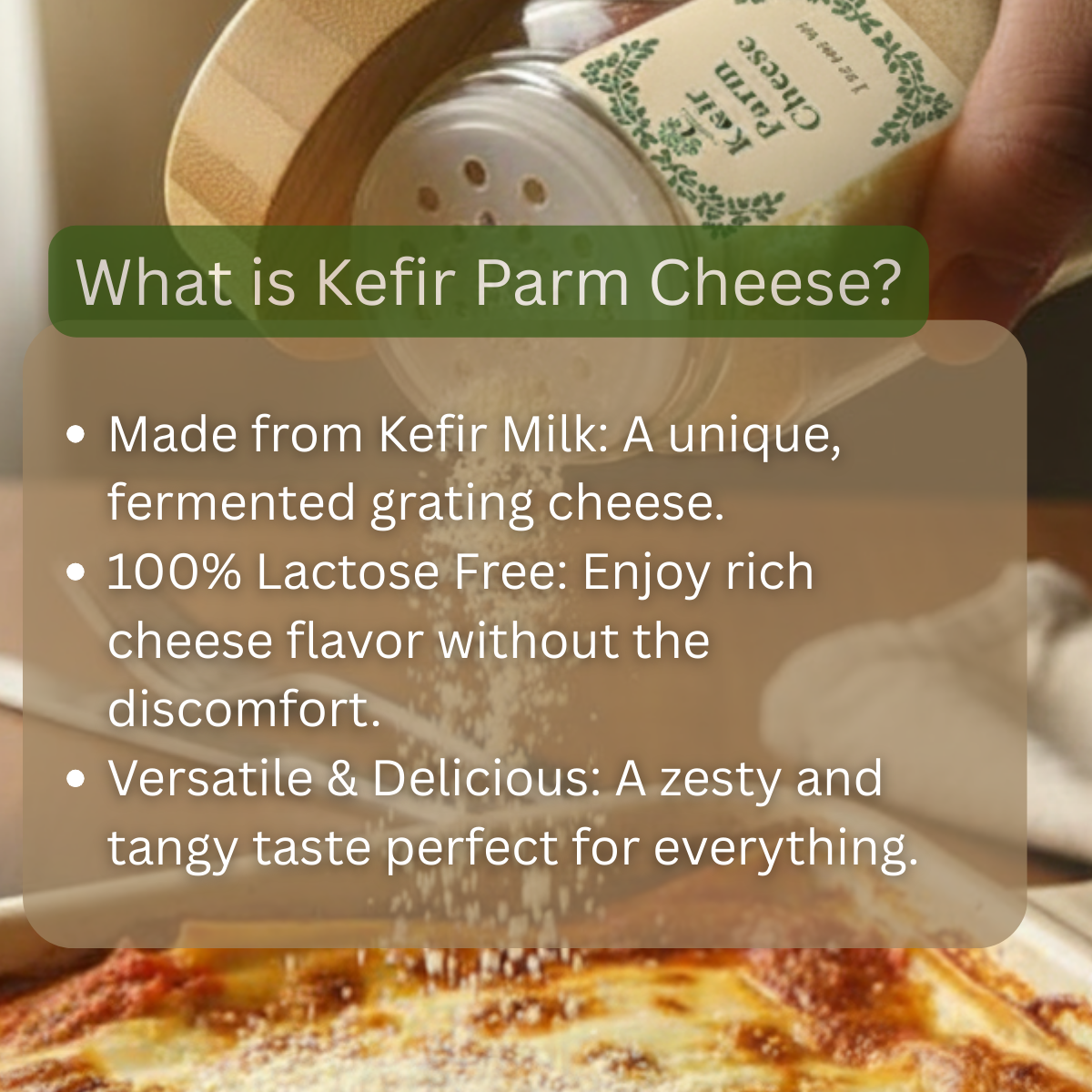 The Spirit of the Forest Kefir Parm Cheese - Lactose Free Parmesan Substitute - 1oz Shaker