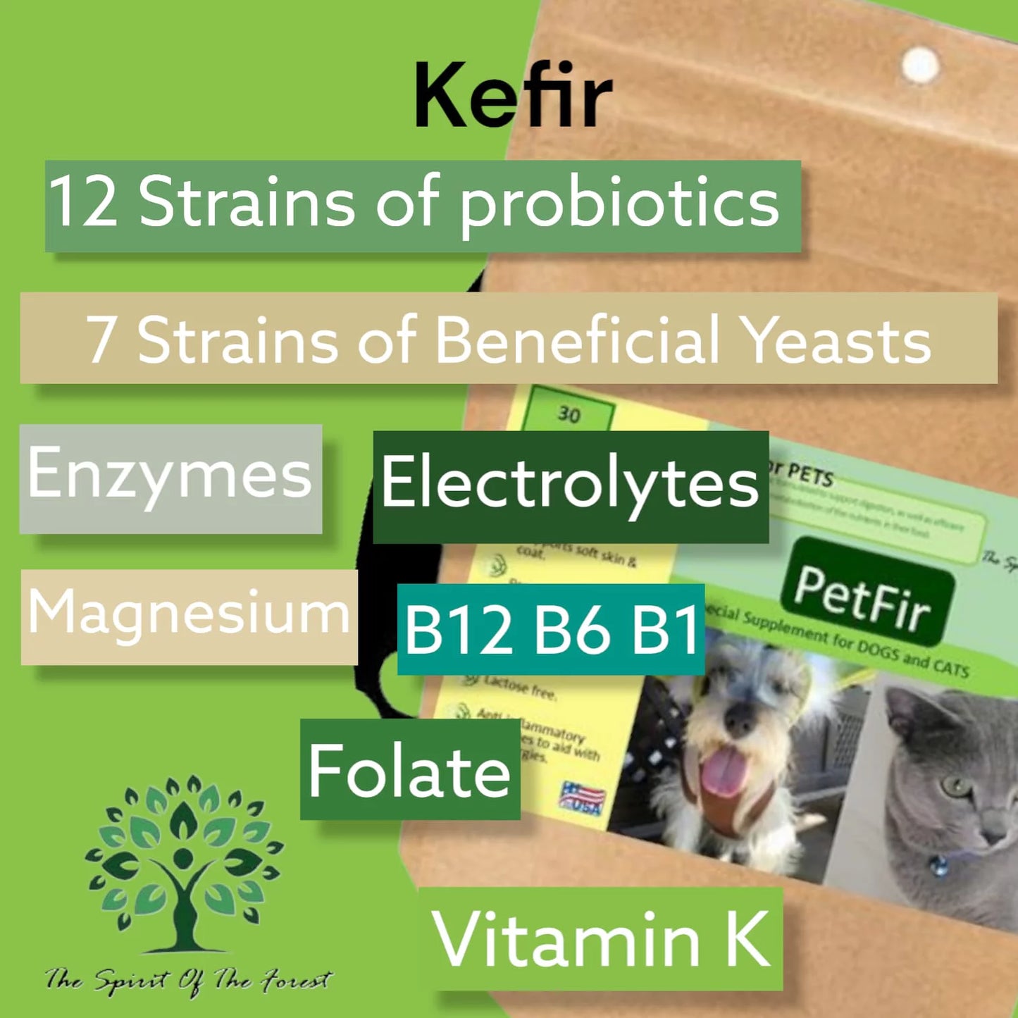 Petfir 30 Pack Kefir for Dogs and Cats Supplement Pets probiotic dog advanced probiotic formula for dog