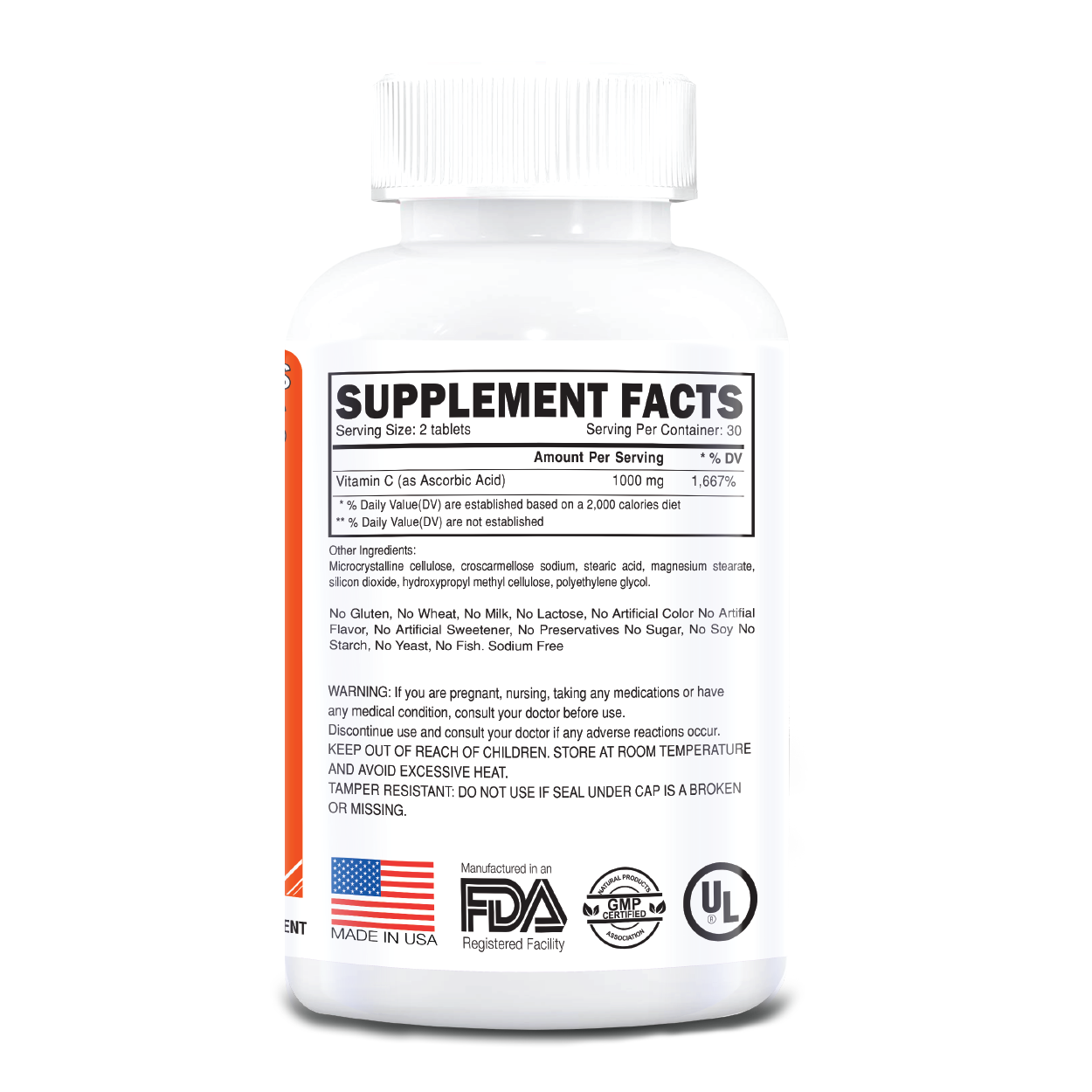 Super Vitamin C 1000 mg No Gluten No GMO Sodium Free - thehatdistrict