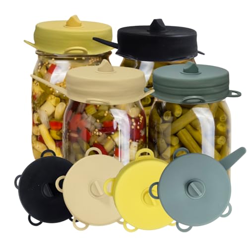 4 Fermentation Airlock Lids, Wide or Regular Mouth Mason Jars Pickle Sauerkraut