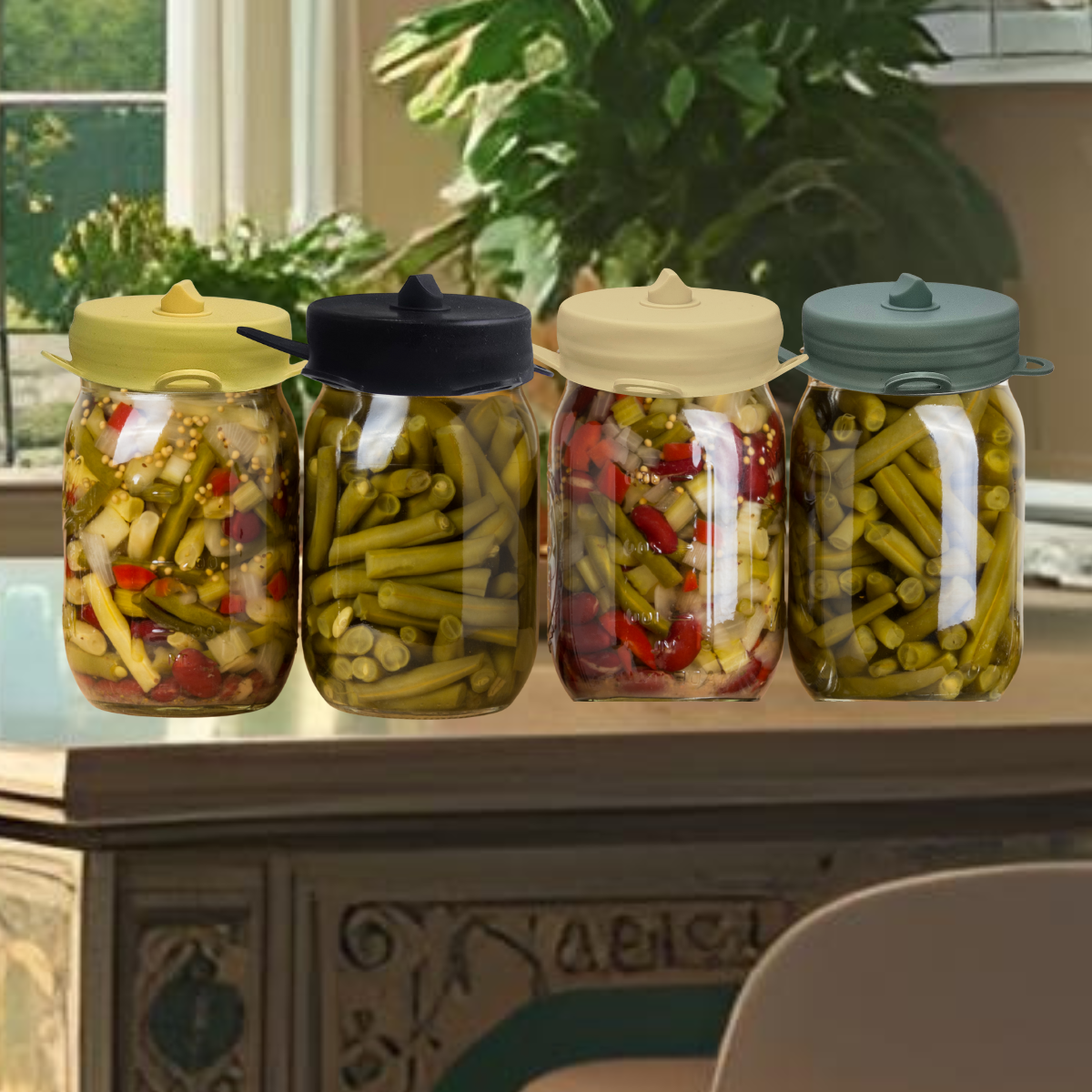 4 Fermentation Airlock Lids, Wide or Regular Mouth Mason Jars Pickle Sauerkraut