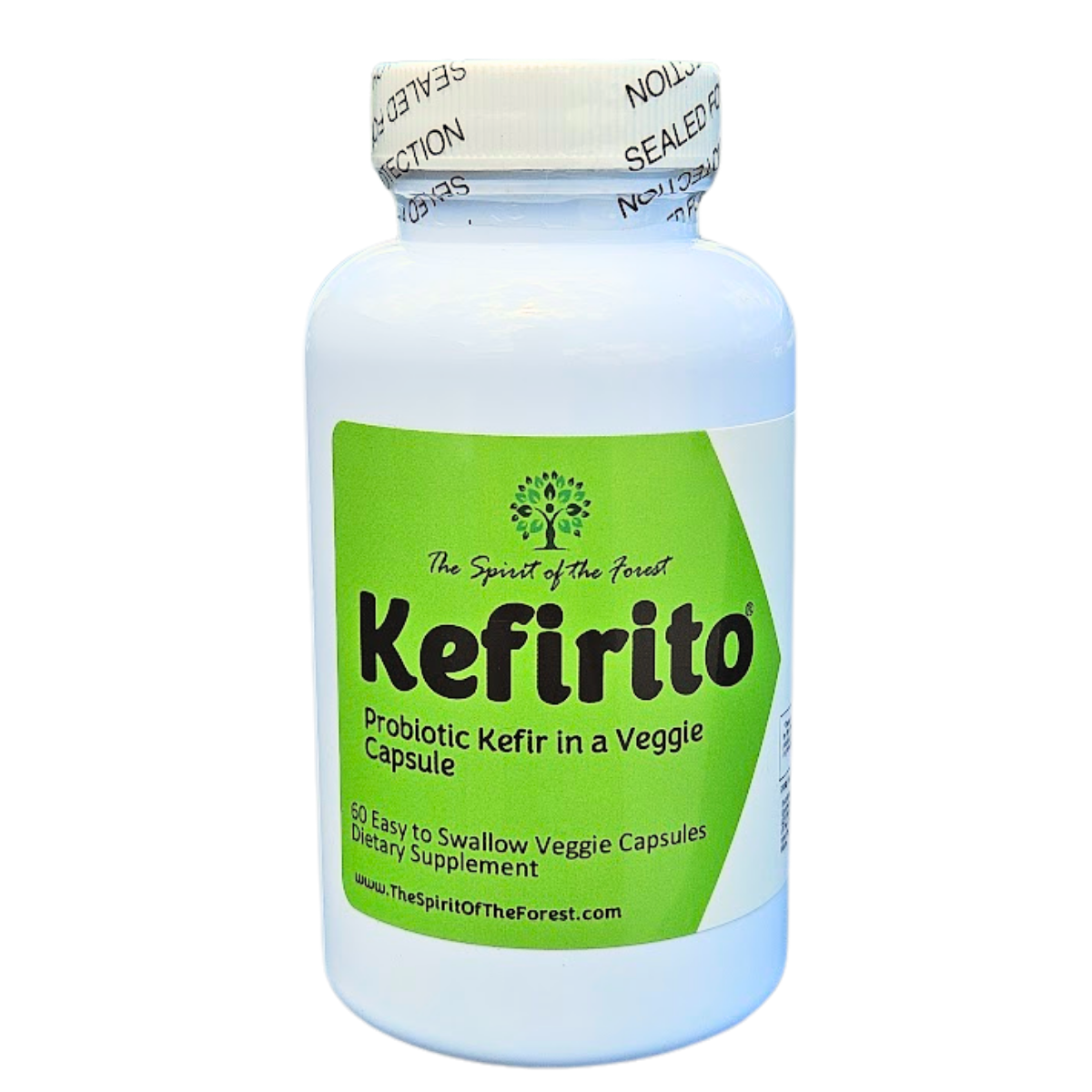Pure Kefir Probiotic Supplement 50 Billion CFU - Kefirito 7 Strains Kefiran 60 Capsules - Probiotics For Women And Men - Digestive Enzymes Supports Akkermansia 1 Month Supply The Spirit Of The Forest
