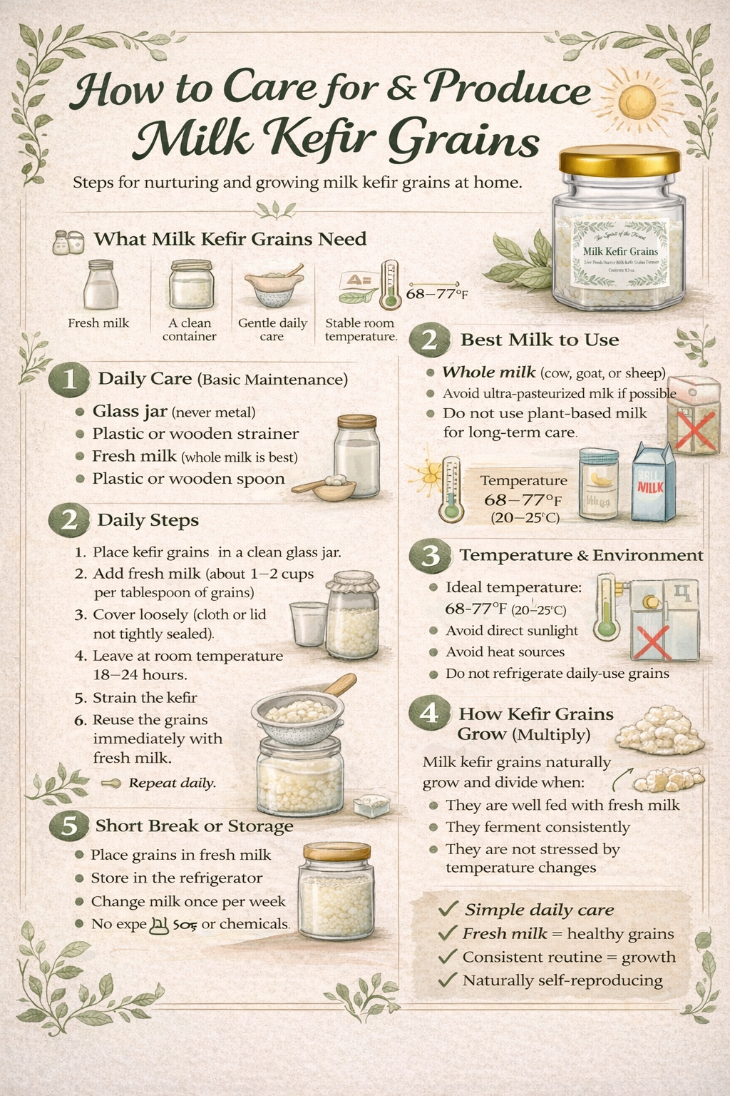 Live Milk Kefir Grains – Home-Cared, Non-Industrial Culture, Fresh & Active, Shipped Directly in Glass Jar + Complete Digital Recipe Book by Laila | The Spirit Of The Forest