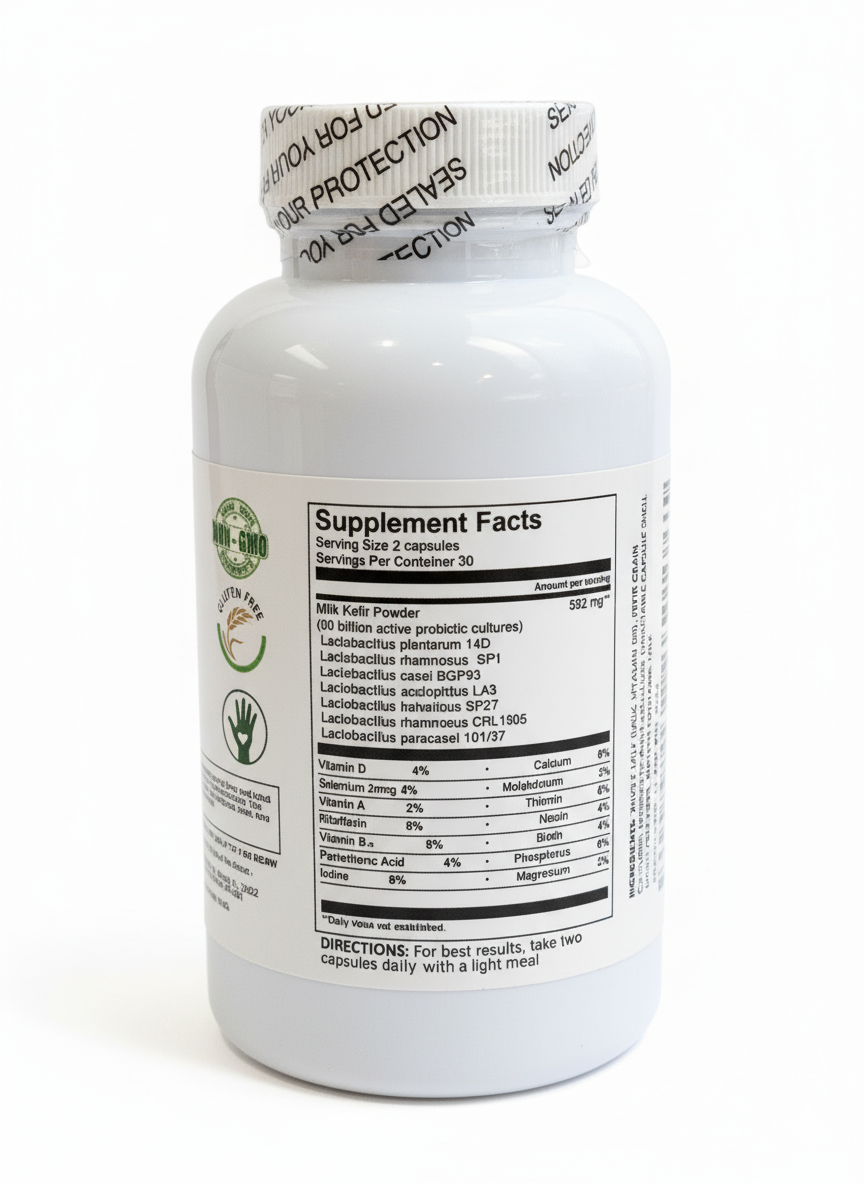 Kefirito Kefir Vegie Capsules Nutrient Billions Active Probiotic Cultures, Supports Optimal Digestive Health, Gluten-Free