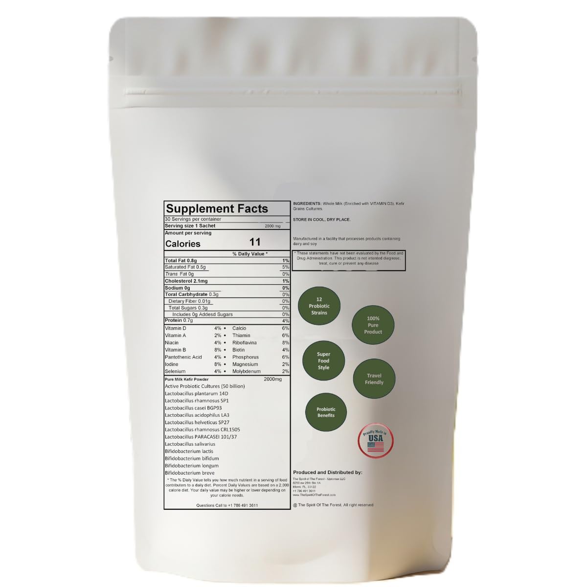 Kefir Probiotic Supplement — 12 Live Strains, 30 Capsules