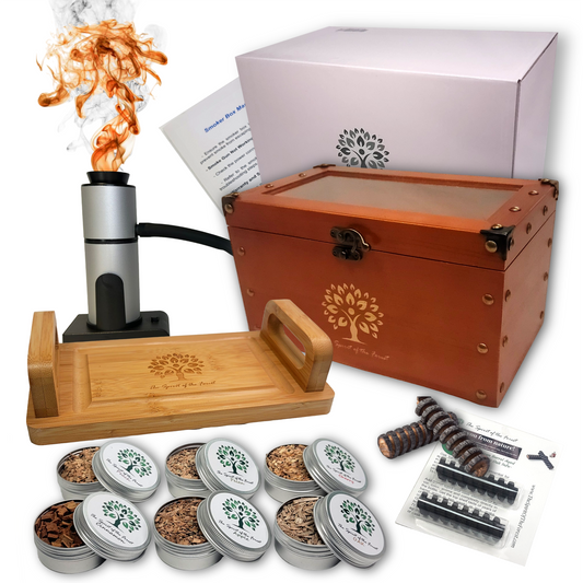 Cocktail Smoker Kit - Whiskey Smoker Kit with Smoking Gun, Food Tray and Wood Chips - 6 Flavors Included - Elegant All-In-One Smoker Box Kit for Perfect Drinks and Foods