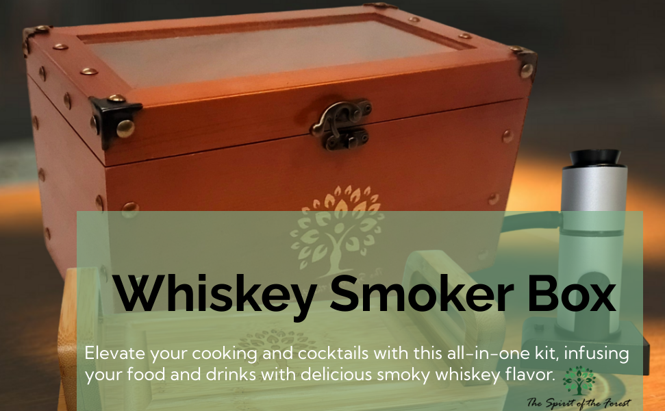 Cocktail Smoker Kit - Whiskey Smoker Kit with Smoking Gun, Food Tray and Wood Chips - 6 Flavors Included - Elegant All-In-One Smoker Box Kit for Perfect Drinks and Foods