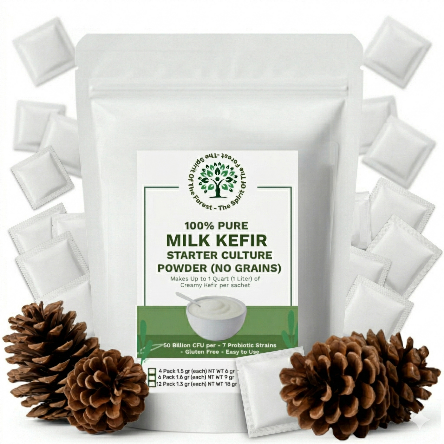 Milk Kefir Lebanese - Live Active Probiotic Cultures for Kefir Starter - No Maintenance - Powder - Bulgaros De Leche Vivos - Non GMO - Gluten Free - Started With A Dairy Or Water Base