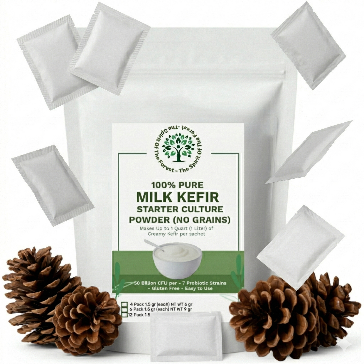 Milk Kefir Lebanese - Live Active Probiotic Cultures for Kefir Starter - No Maintenance - Powder - Bulgaros De Leche Vivos - Non GMO - Gluten Free - Started With A Dairy Or Water Base